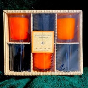 Pottery Barn Halloween Glass Votives/Bougie Votives. (Set of 6) NWT